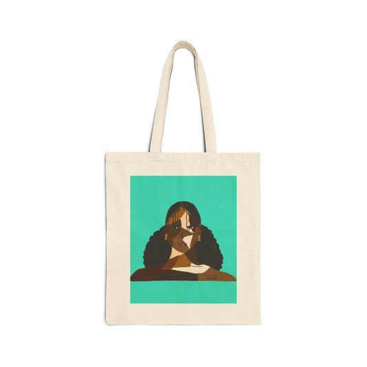 Black Comes in Many Shades Tote - Turquoise Background
